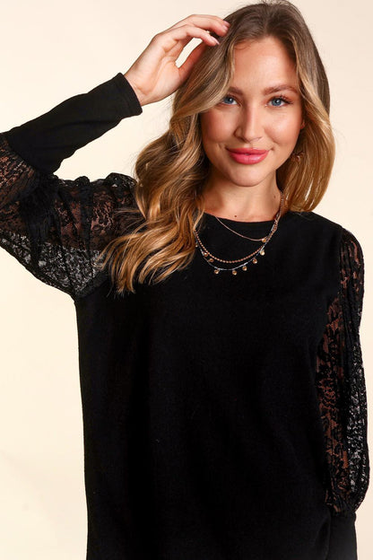 Floral Lace Sleeve Sweater