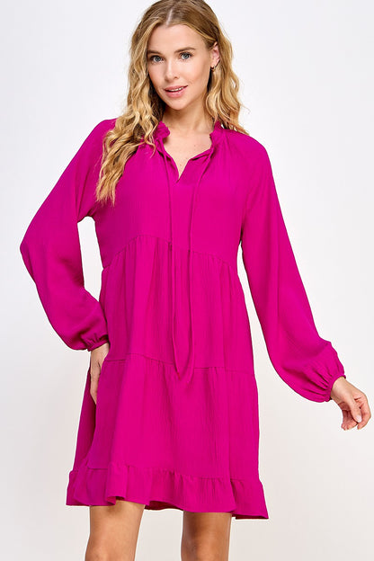 Magenta Long Sleeve Dress