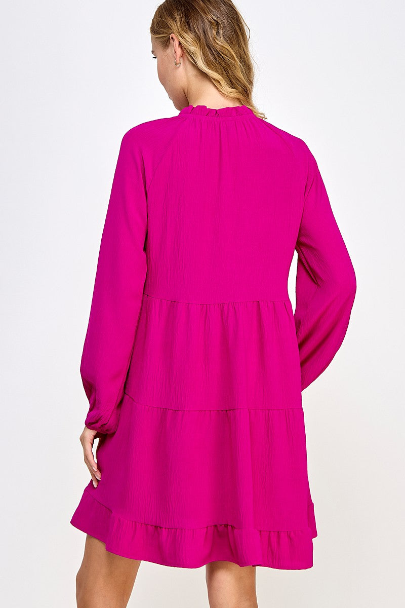 Magenta Long Sleeve Dress