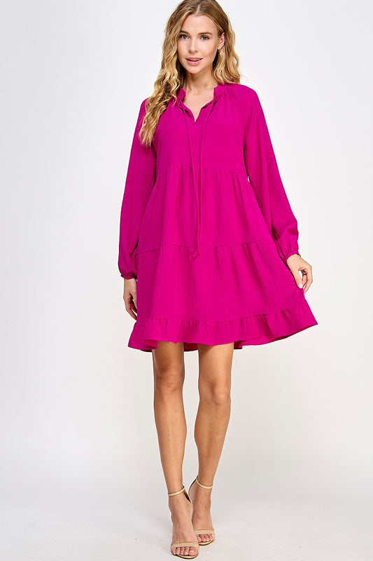 Magenta Long Sleeve Dress