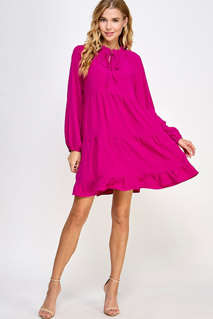 Magenta Long Sleeve Dress