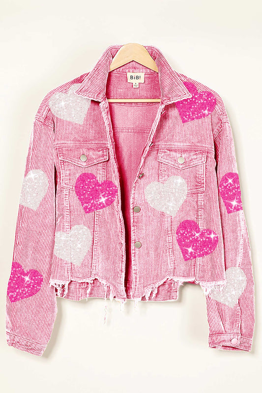 Sequin Heart Patch Corduroy Jacket