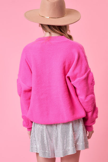 Heart Pearl Trim Sweater