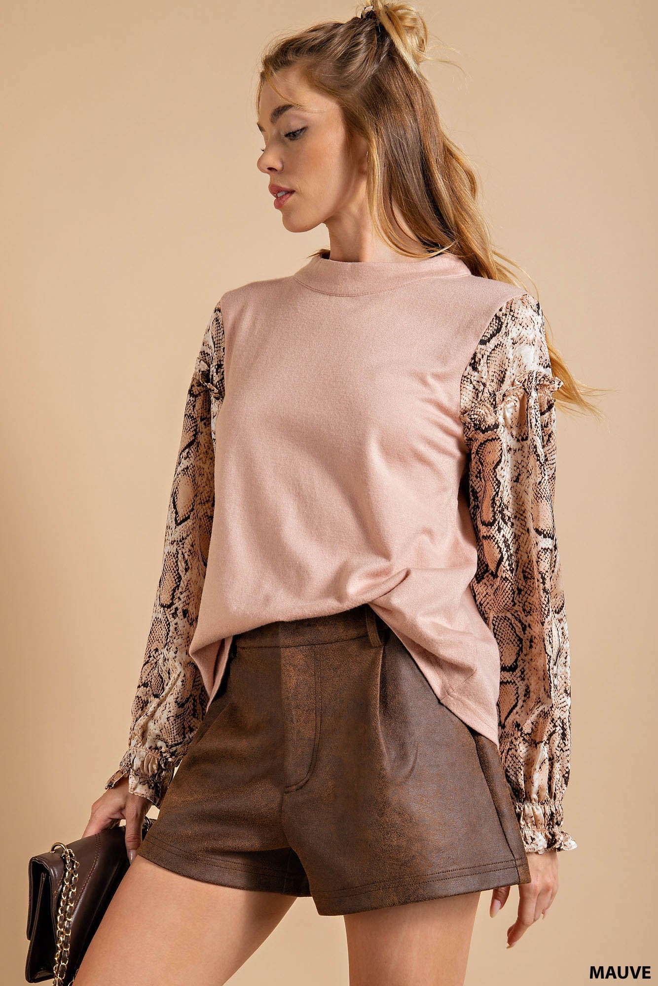 Snakeskin Sleeved Top