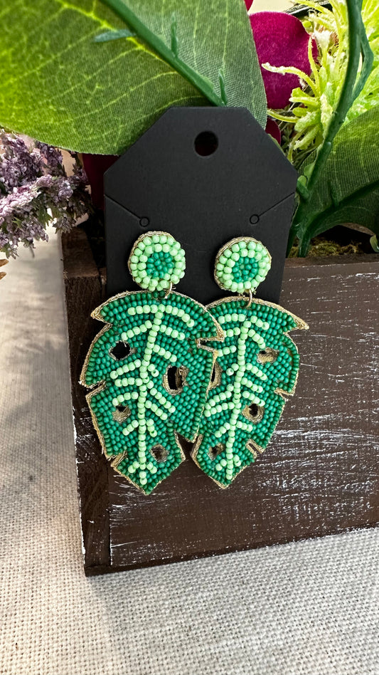 Palm Leaf Seed Earrings