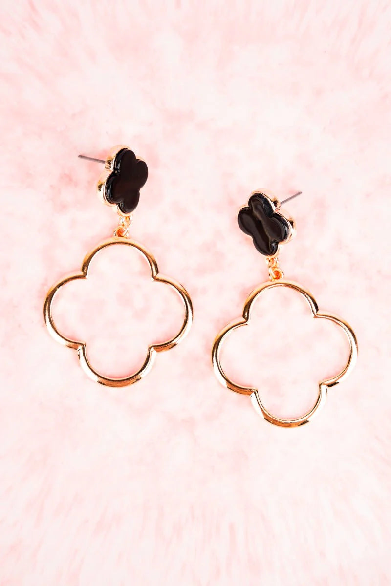 Feeling Lucky Black and Gold Earrings