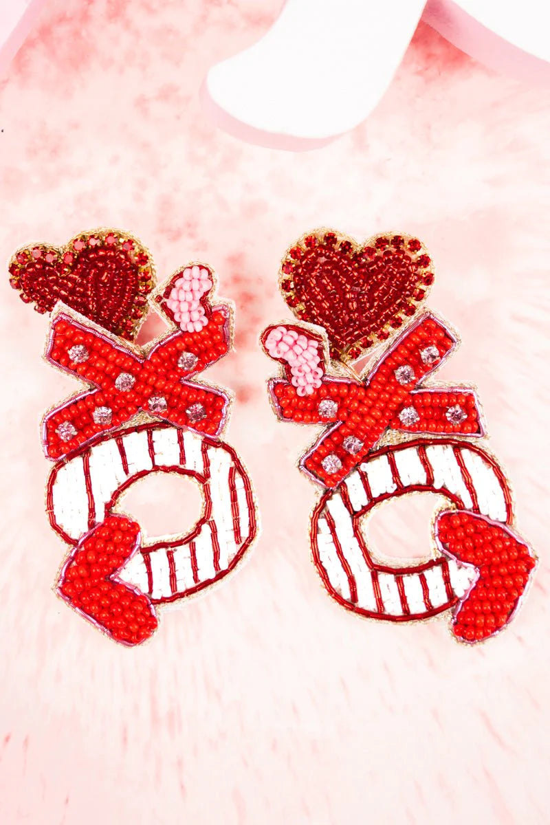 Red XO Seed Earrings