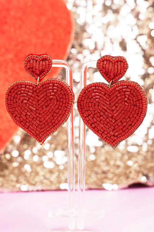 Red Heart Seed Earrings