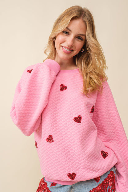 Quilted Heart Patch Sweater