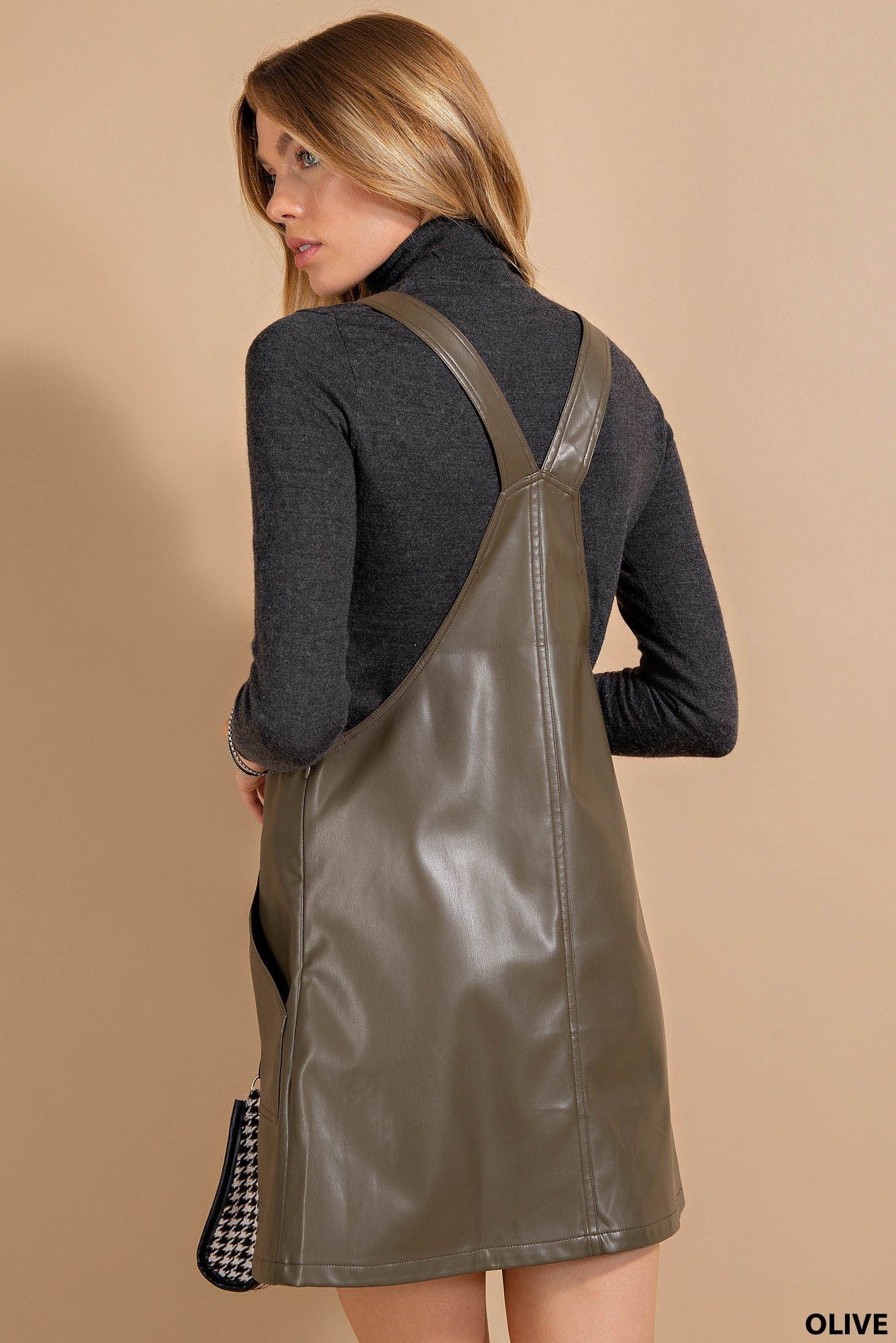 Vegan Leather Overall Dress