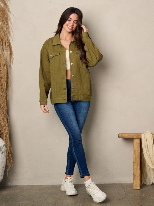 Olive Green Denim Jacket